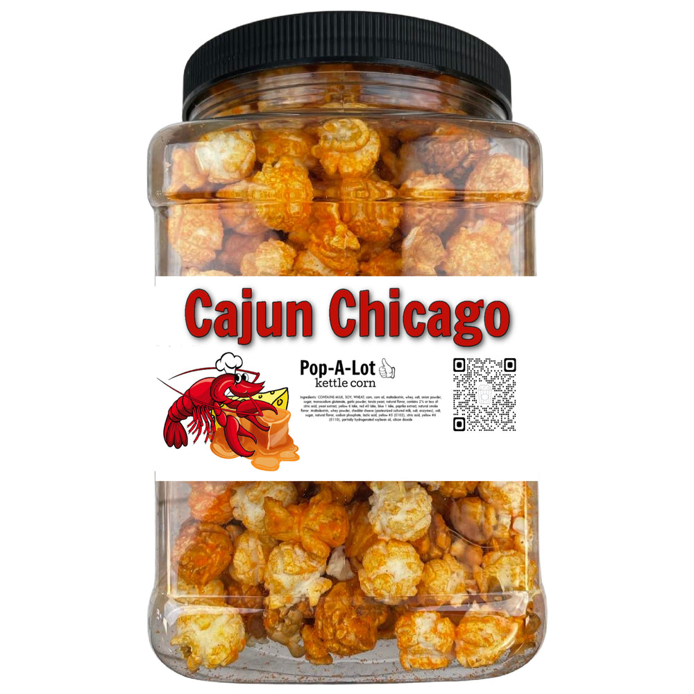 Cajun Cheddar & Caramel Style Flavored Gourmet Kettle Corn, Grip Jar, Assorted Sizes (Copy)