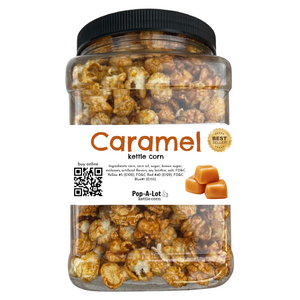 Caramel Flavored Gourmet Kettle Corn, Grip Jar, Assorted Sizes
