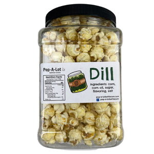 
            
                Load image into Gallery viewer, Dill Flavored Gourmet Kettle Corn, Grip Jar, Assorted Sizes
            
        