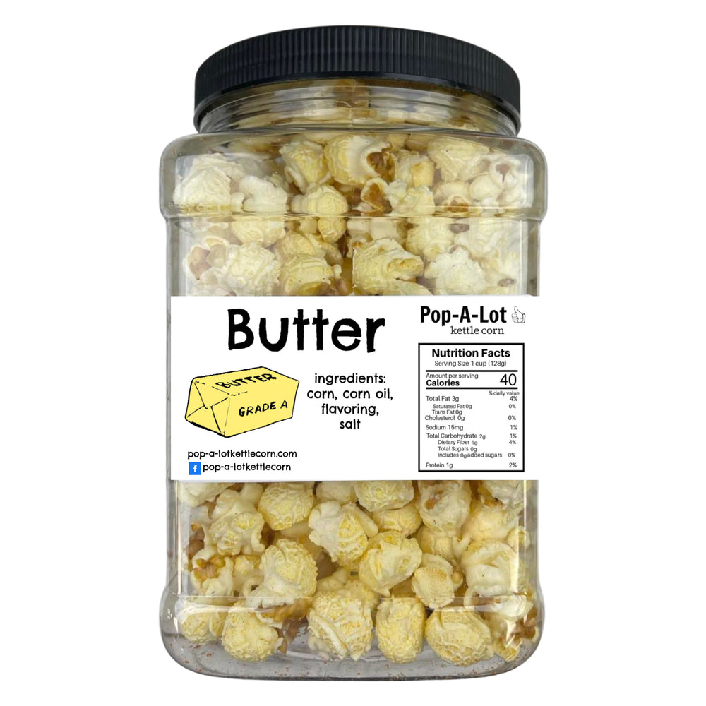Butter Flavored Gourmet Kettle Corn Grip Jar, Assorted Sizes
