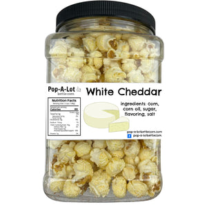 
            
                Load image into Gallery viewer, White Cheddar Cheese Flavored Gourmet Kettle Corn Grip Jars, Assorted Sizes
            
        